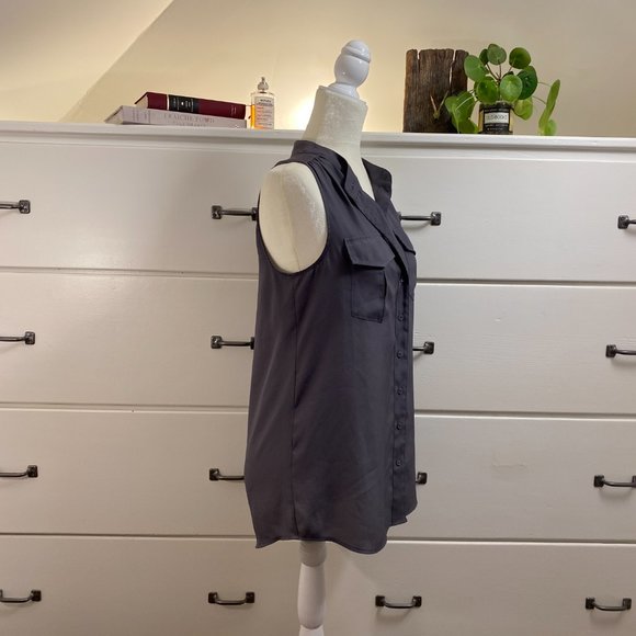 J. Crew Blouse + Button Down + Grey + Size 2 - Picture 4 of 7